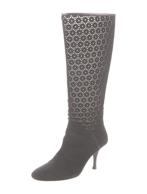 Oscar de la Renta Suede Printed Sock Boots