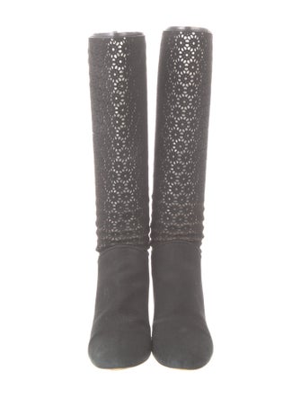 Oscar de la Renta Suede Printed Sock Boots