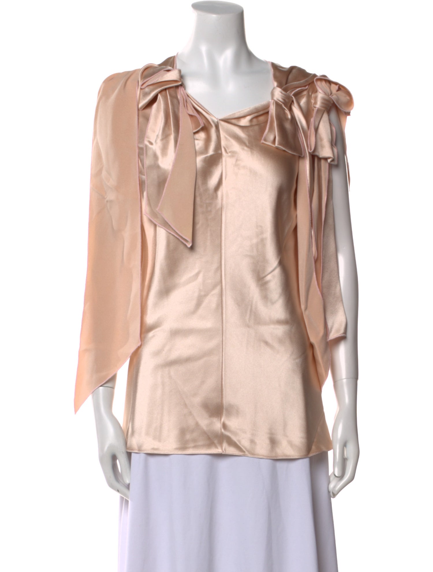 Oscar de la Renta Silk V-Neck Blouse