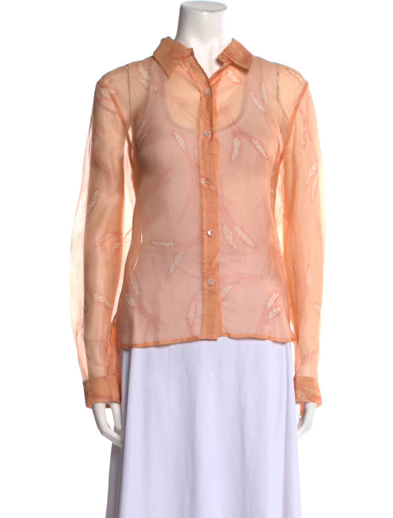 Oscar de la Renta Silk Long Sleeve Button-Up Top w/ Tags