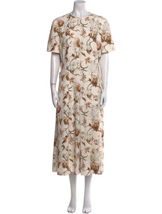 Oscar de la Renta Floral Print Long Dress
