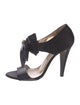 Oscar de la Renta Satin Bow Accents Sandals