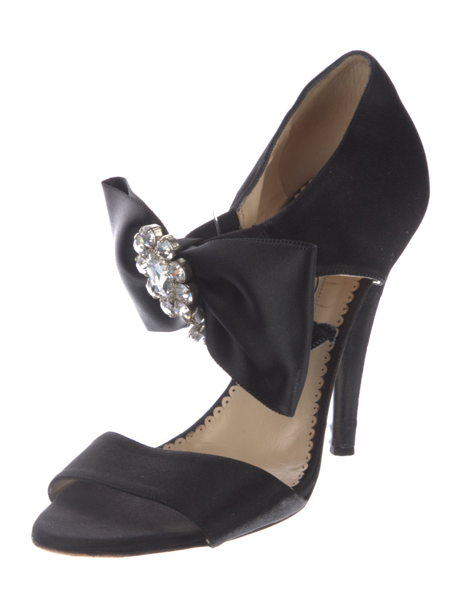 Oscar de la Renta Satin Bow Accents Sandals