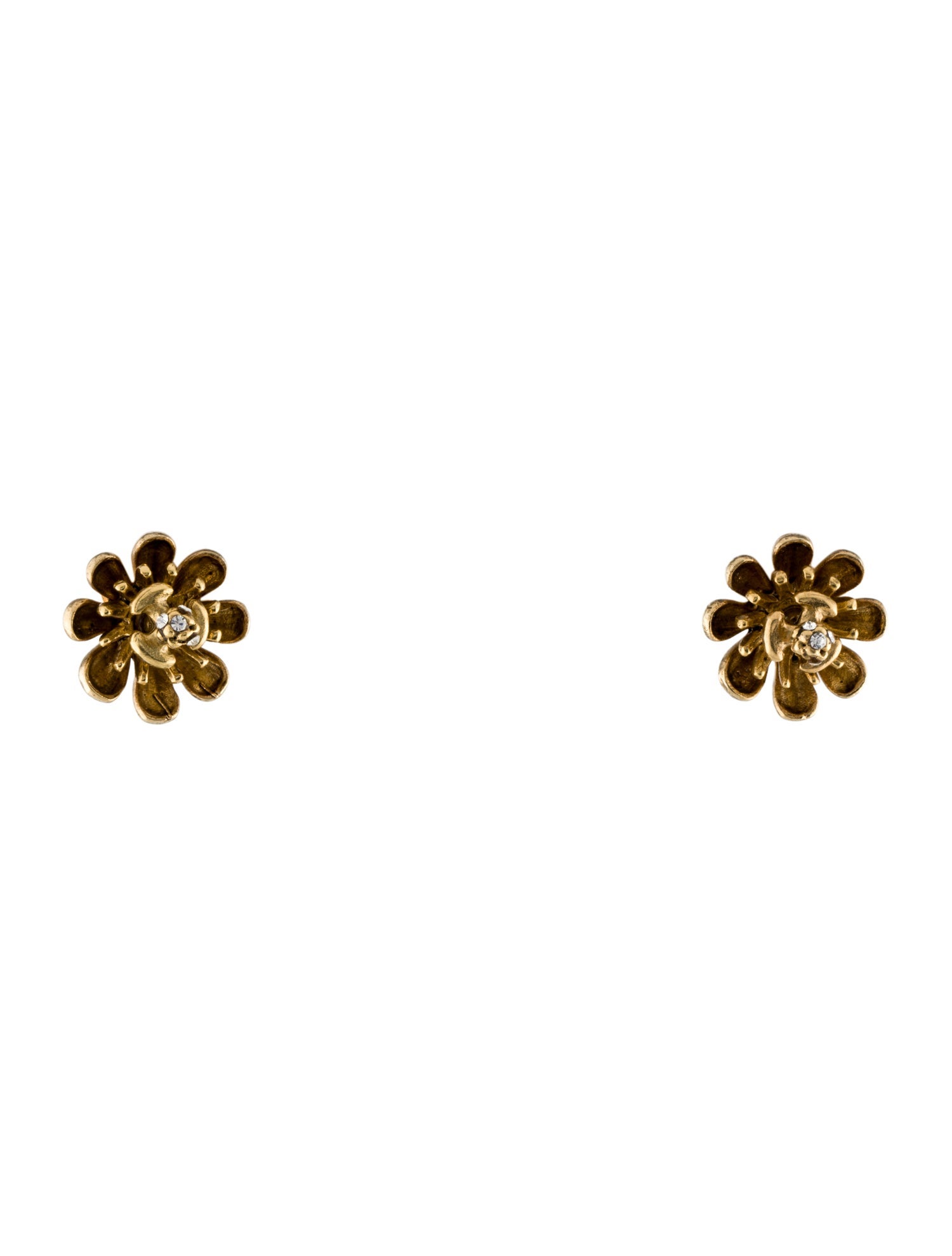 Oscar de la Renta Crystal Flower Stud Earrings
