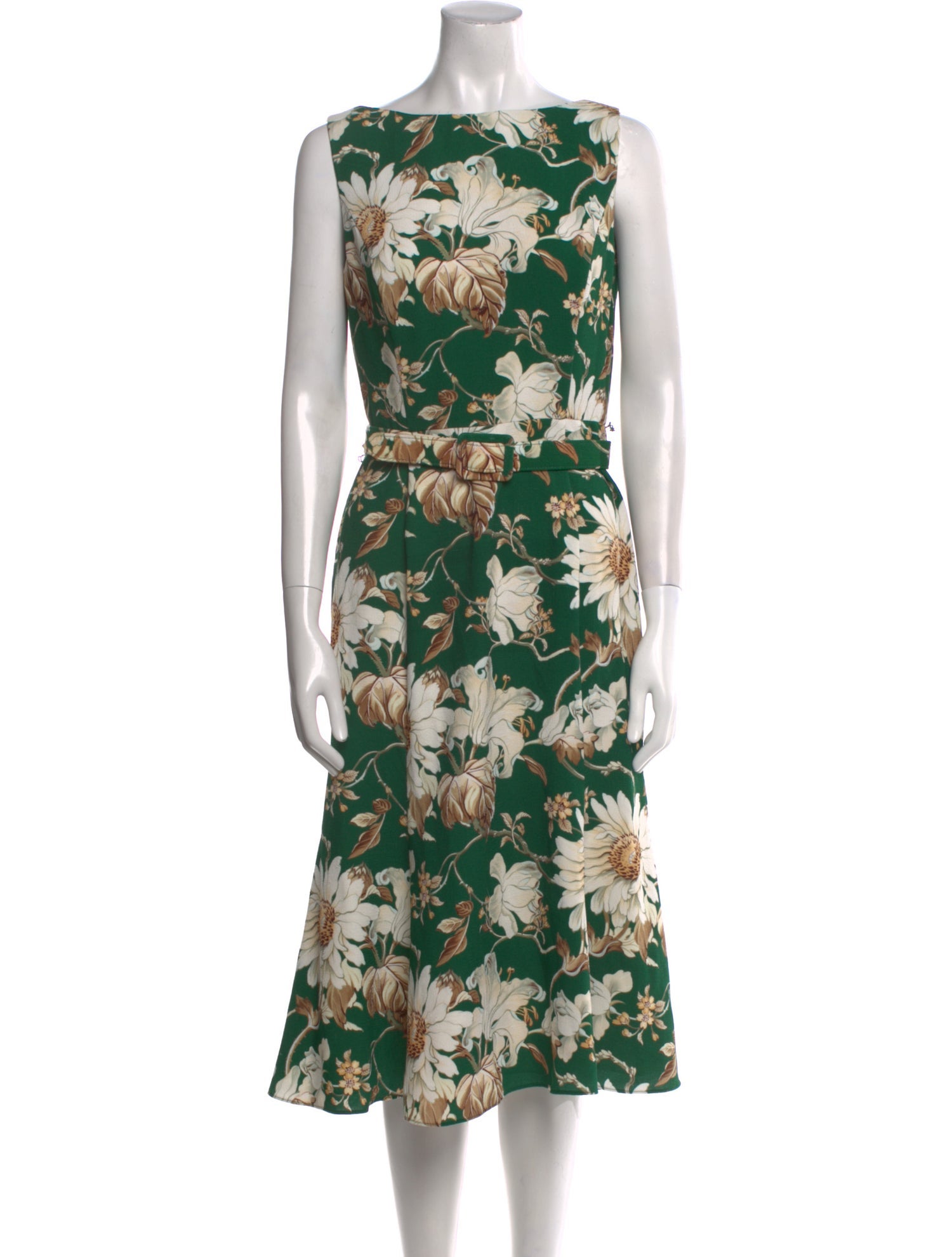 Oscar de la Renta Floral Print Midi Length Dress
