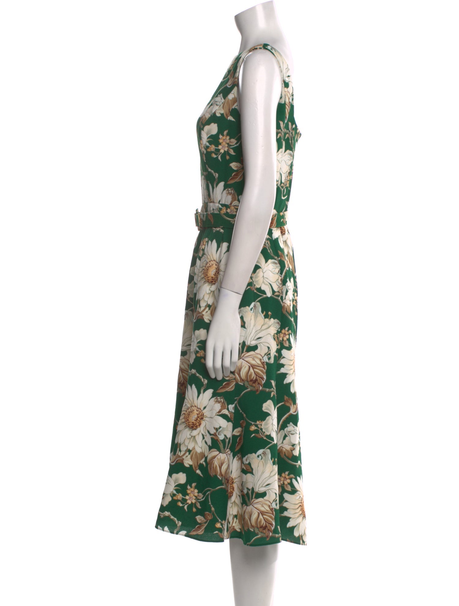 Oscar de la Renta Floral Print Midi Length Dress