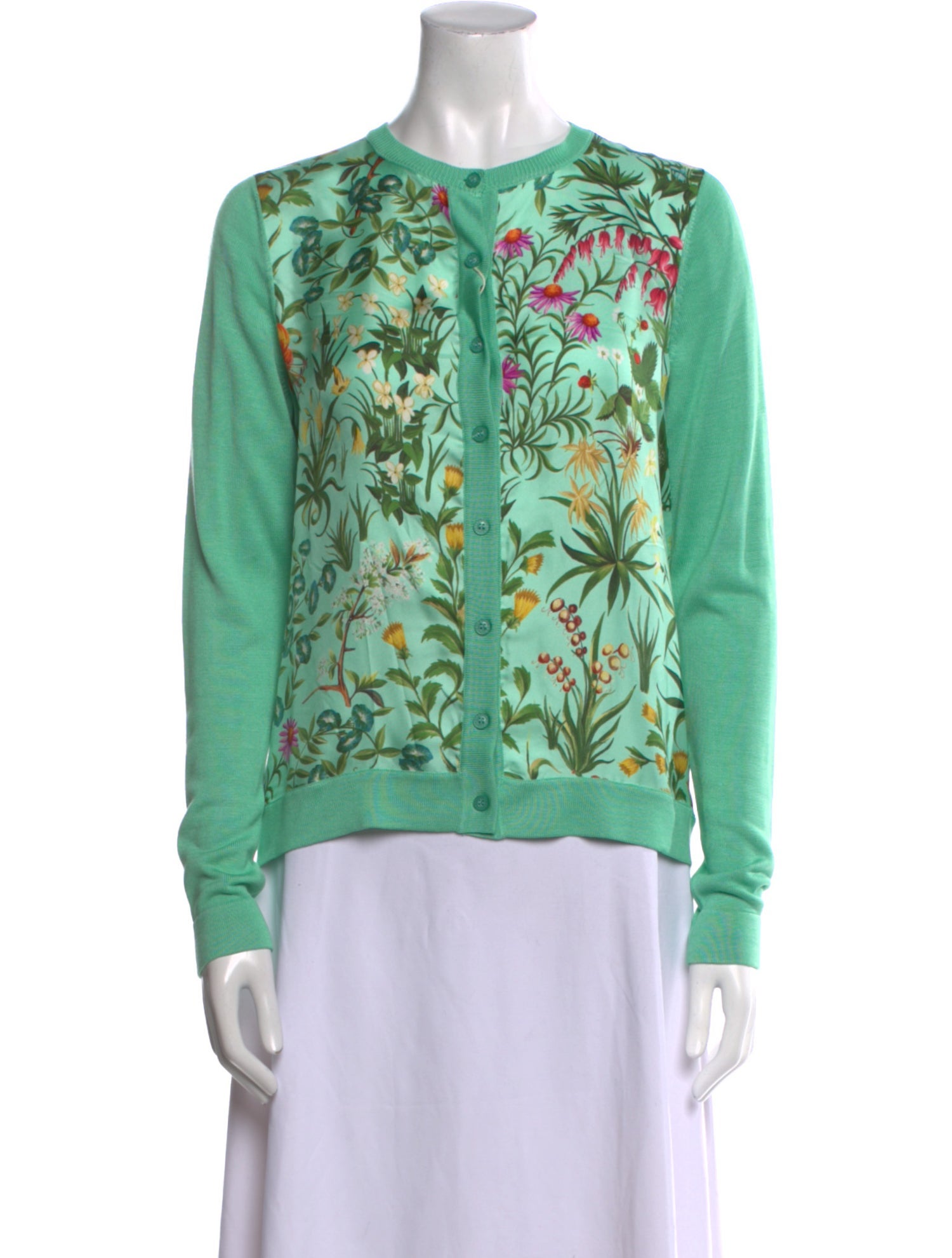 Oscar de la Renta Floral Print Crew Neck Sweater w/ Tags
