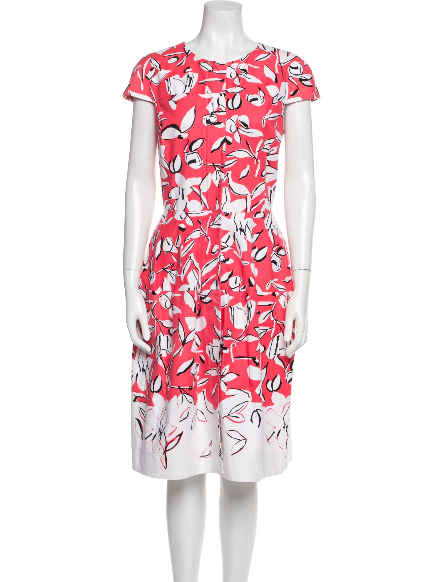 Oscar de la Renta Floral Print Midi Length Dress