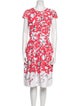 Oscar de la Renta Floral Print Midi Length Dress