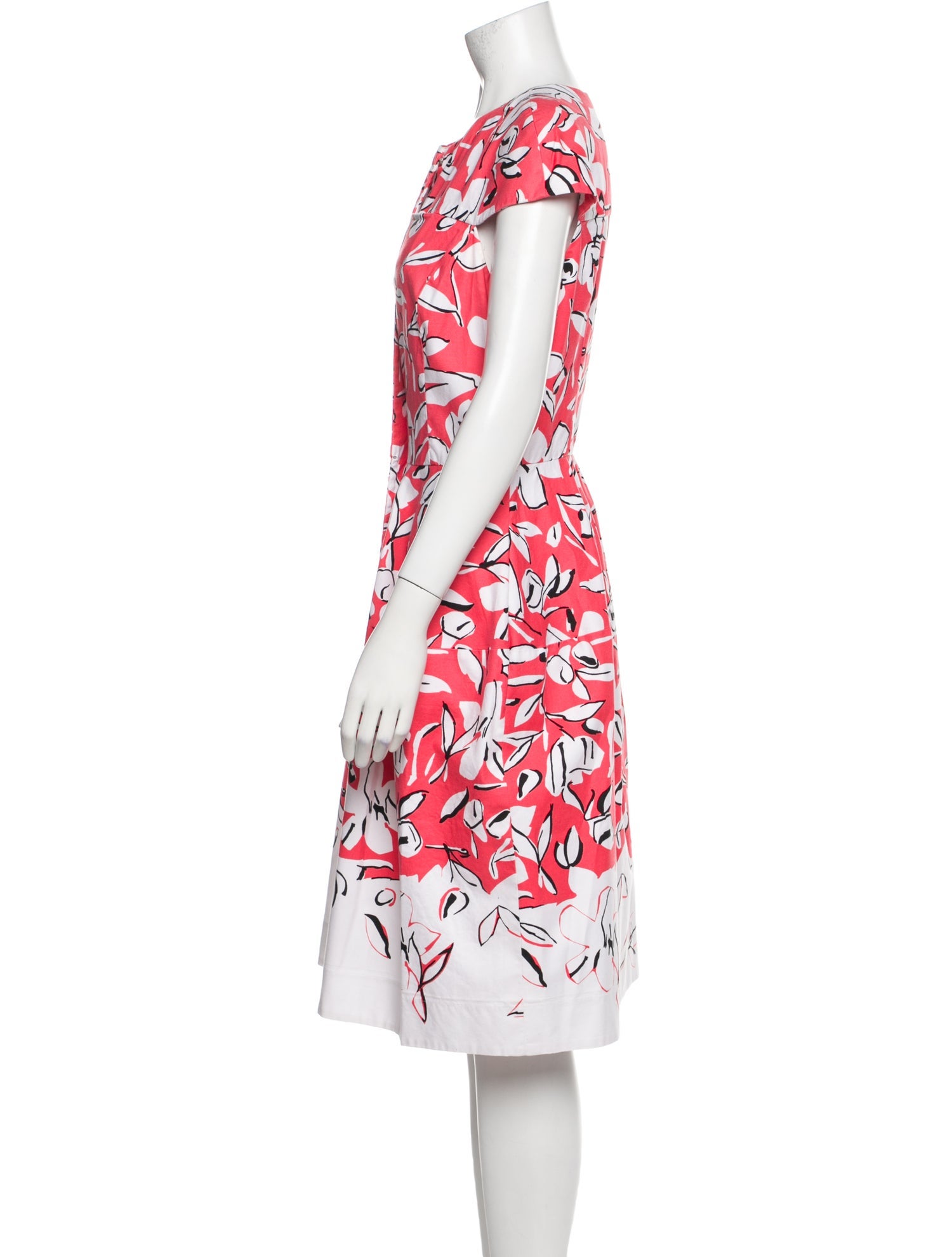 Oscar de la Renta Floral Print Midi Length Dress