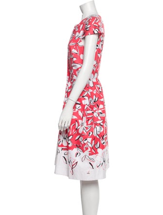 Oscar de la Renta Floral Print Midi Length Dress