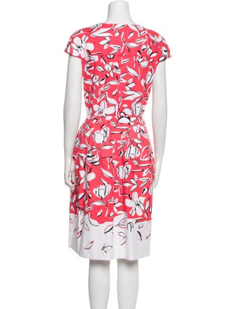 Oscar de la Renta Floral Print Midi Length Dress