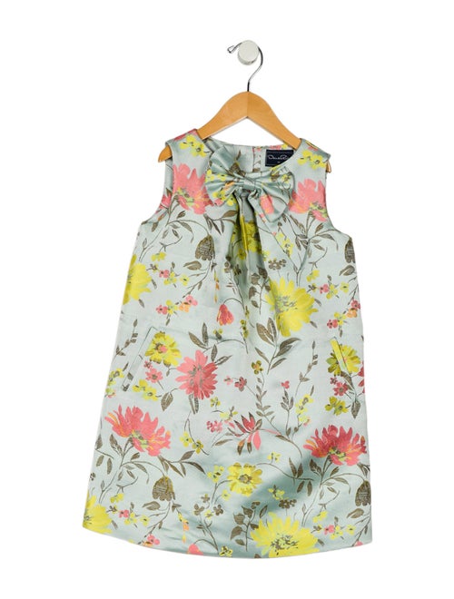 Oscar de la Renta Girls Sleeveless Floral Dress