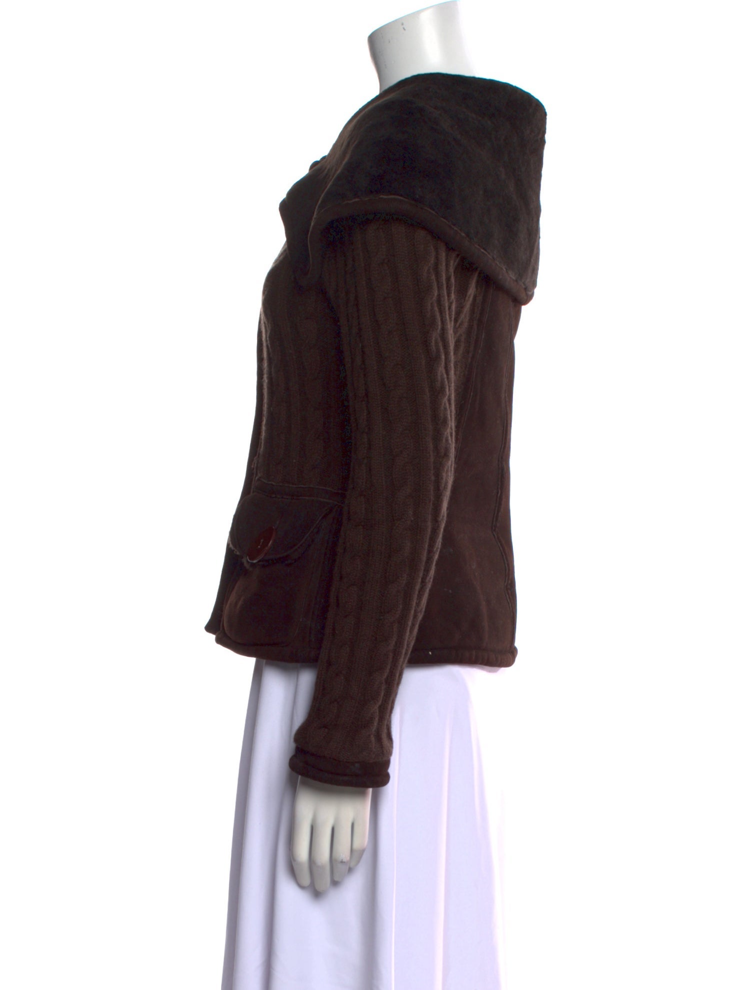 Oscar de la Renta Shearling Crew Neck Sweater