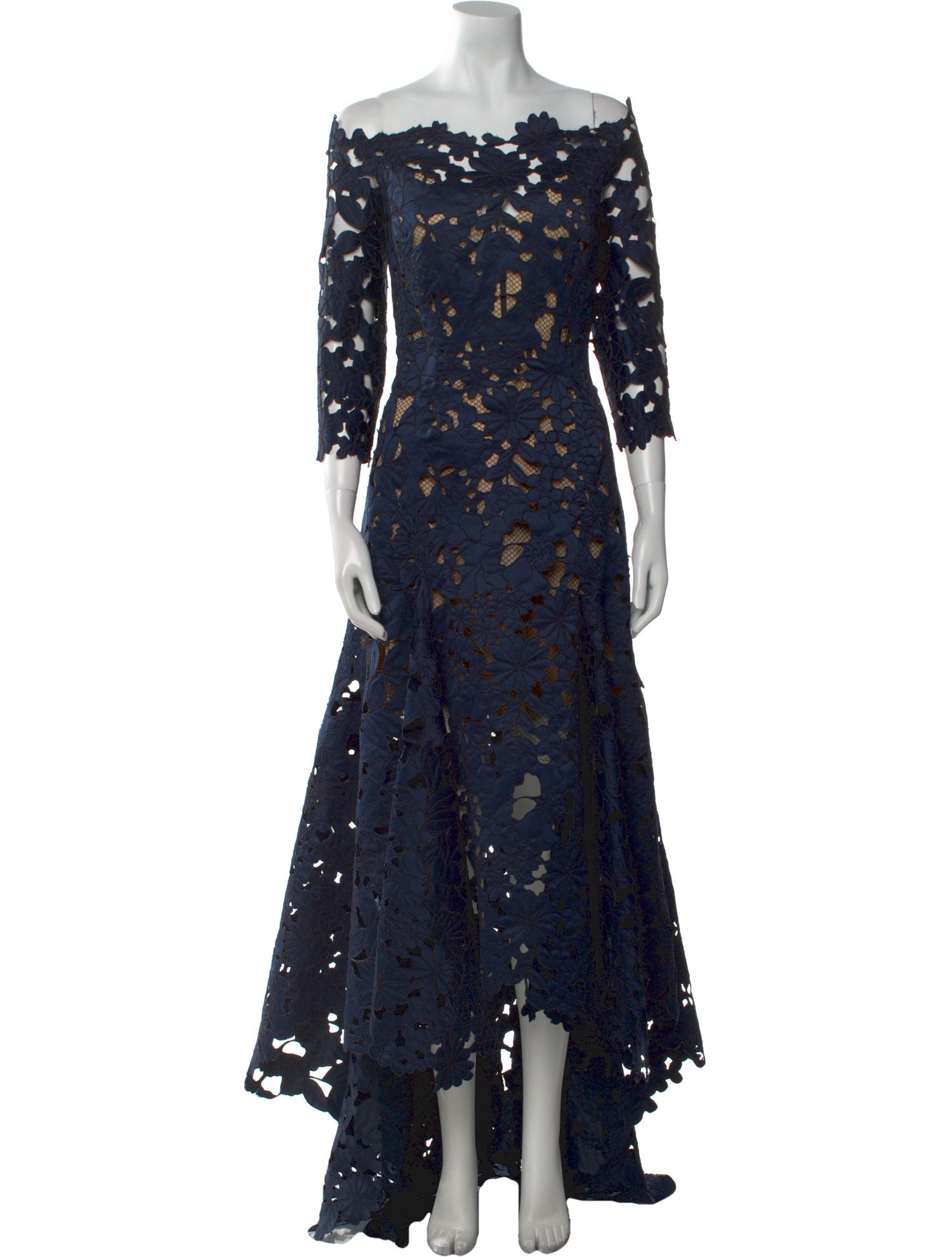 Oscar de la Renta Lace Pattern Long Dress
