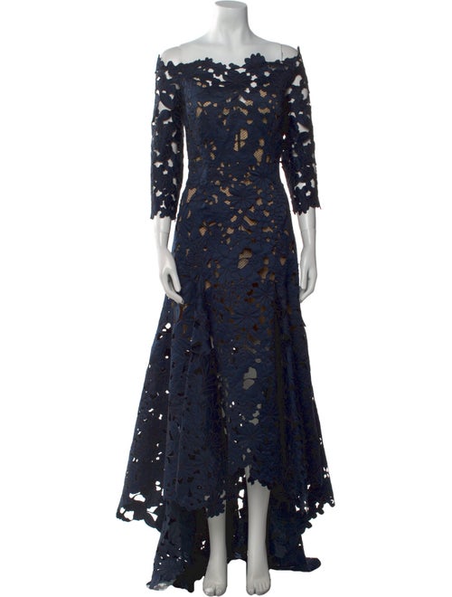 Oscar de la Renta Lace Pattern Long Dress