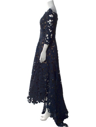 Oscar de la Renta Lace Pattern Long Dress