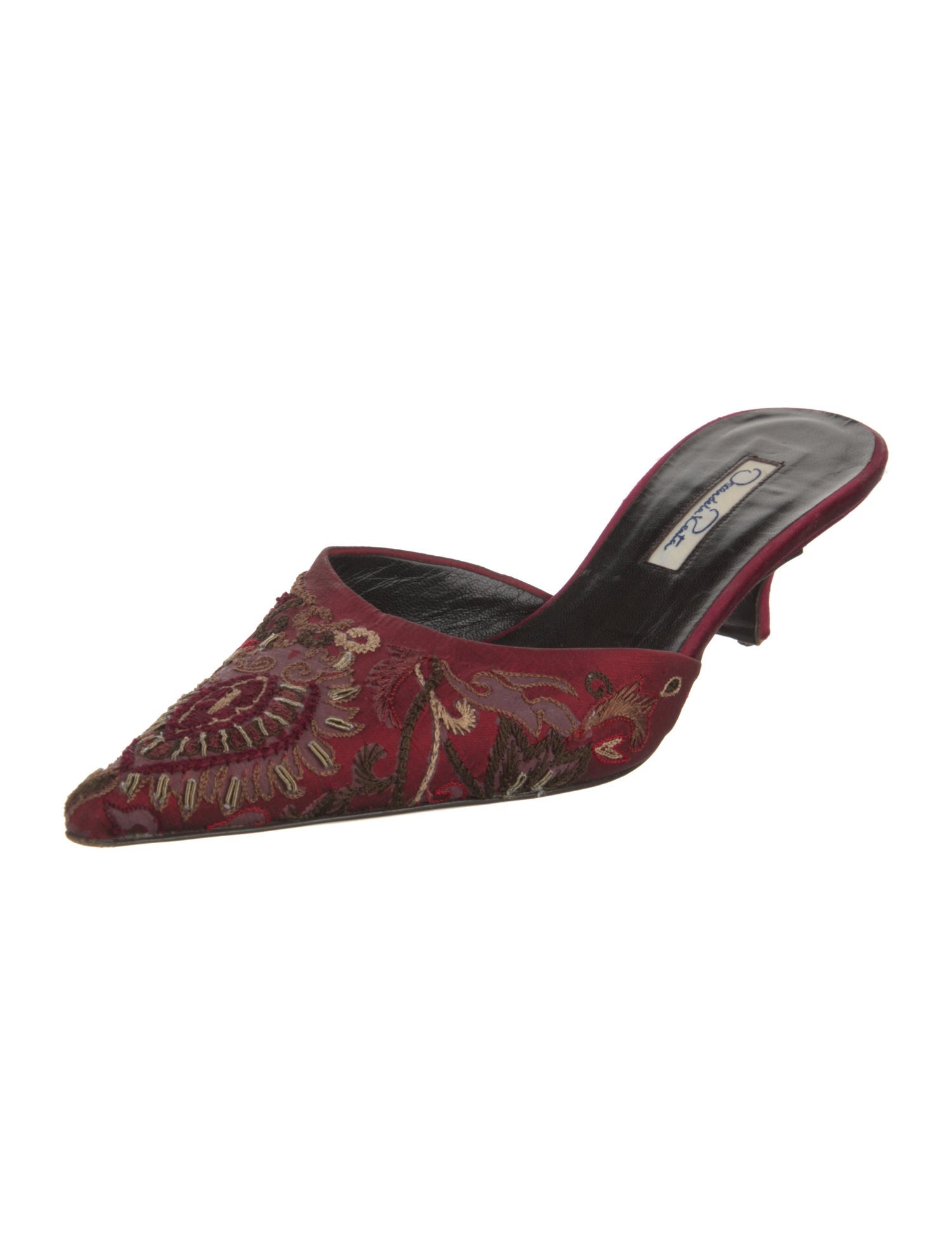 Oscar de la Renta Satin Floral Print Mules