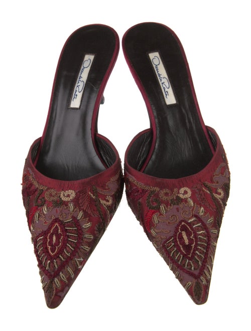 Oscar de la Renta Satin Floral Print Mules