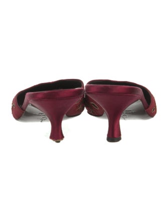 Oscar de la Renta Satin Floral Print Mules