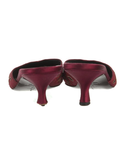 Oscar de la Renta Satin Floral Print Mules