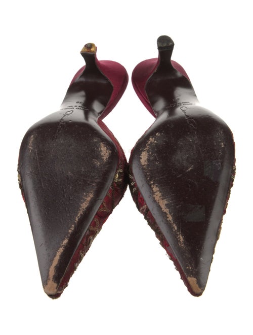 Oscar de la Renta Satin Floral Print Mules