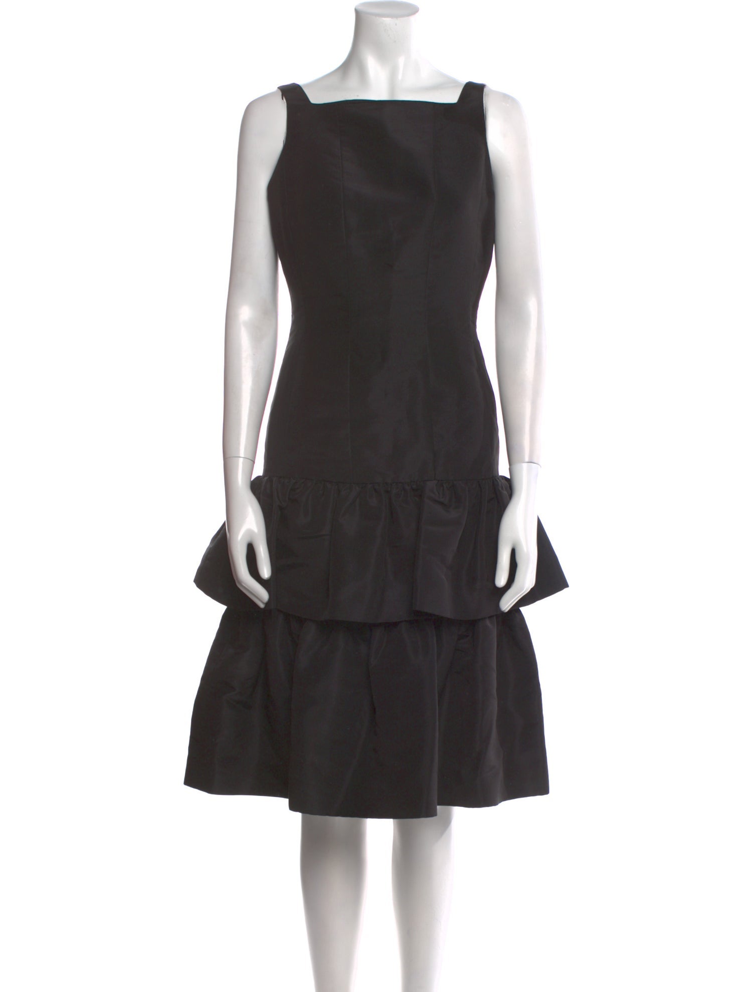 Oscar de la Renta Square Neckline Knee-Length Dress