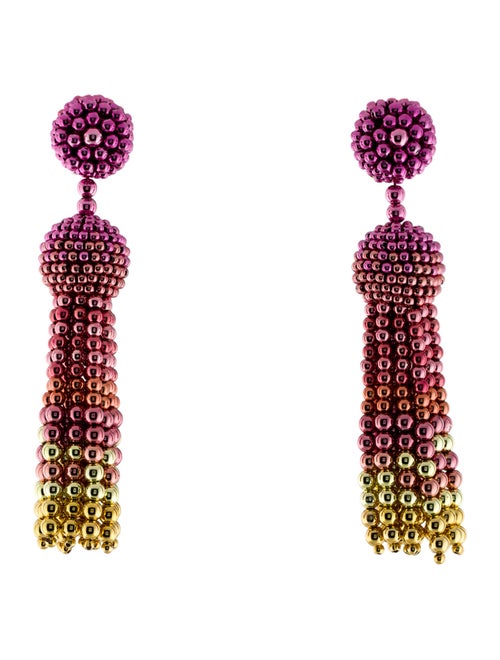 Oscar de la Renta Degrade Tassel Bead Drop Earrings