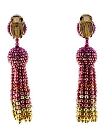 Oscar de la Renta Degrade Tassel Bead Drop Earrings