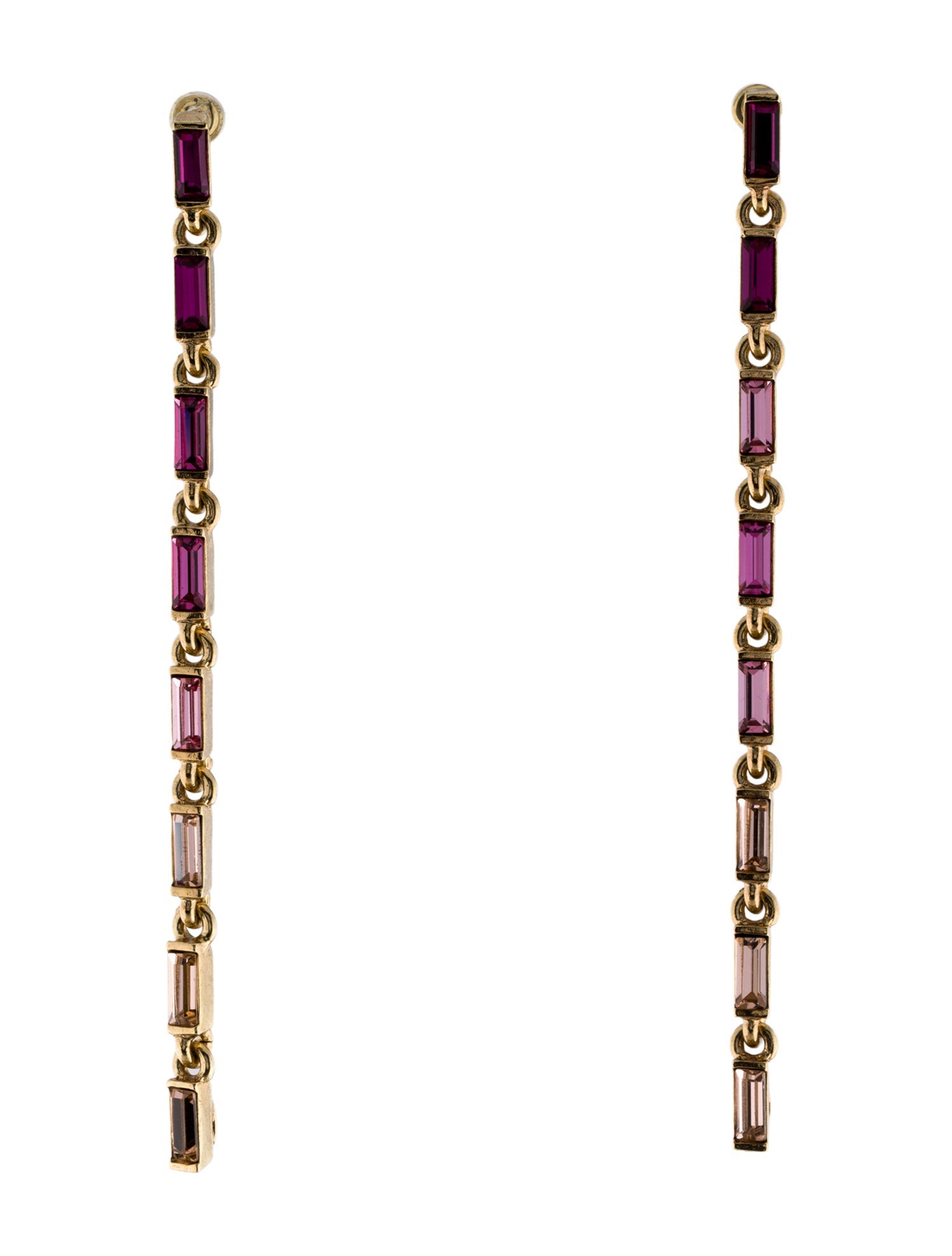 Oscar de la Renta Crystal Gradient Baguette Strand Drop Earrings