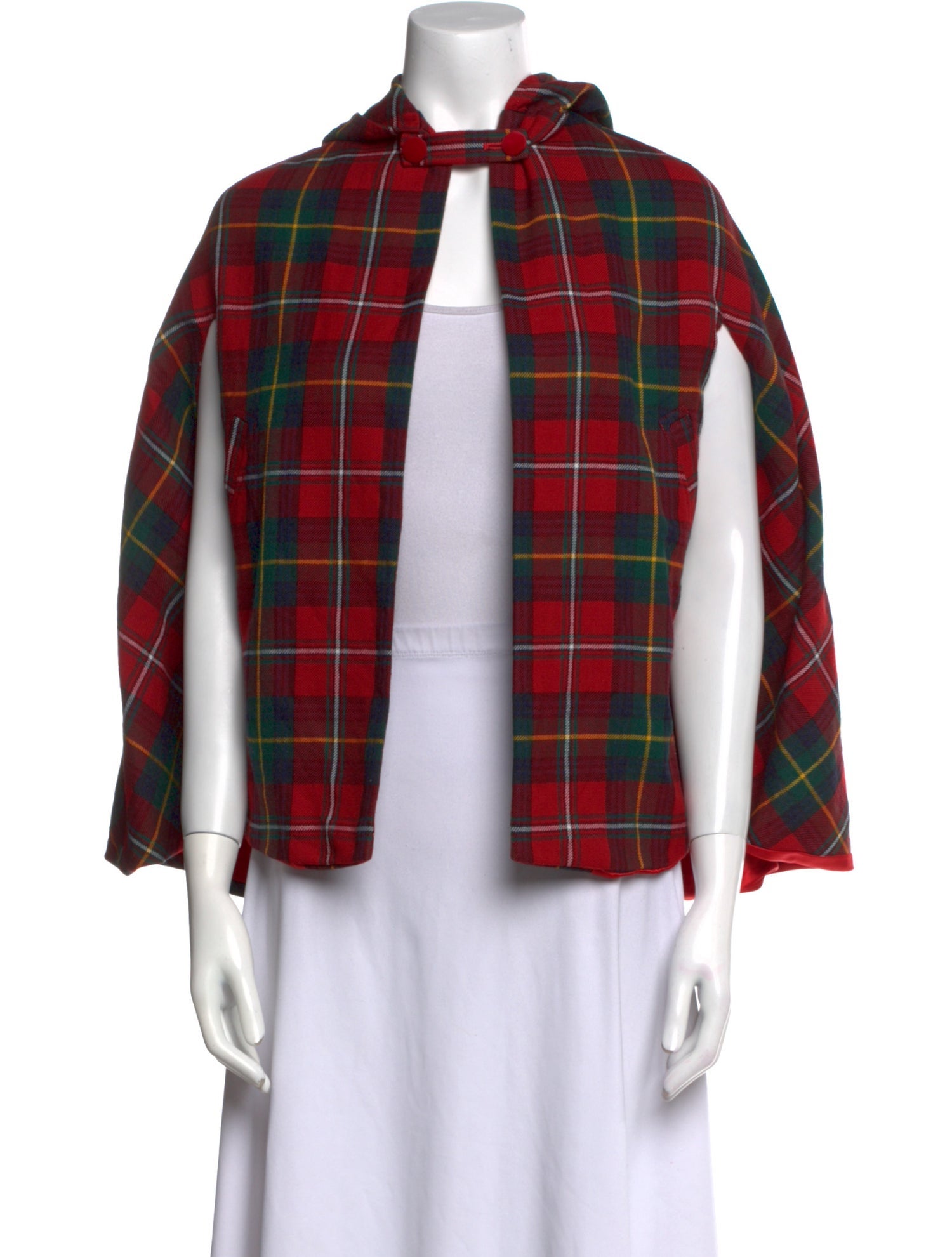 Oscar de la Renta Tartan Hooded Cape