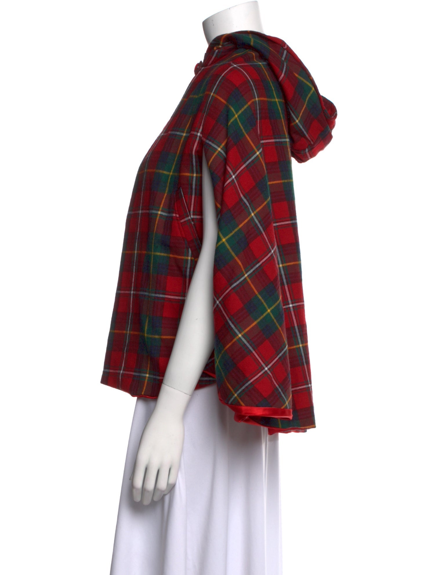 Oscar de la Renta Tartan Hooded Cape
