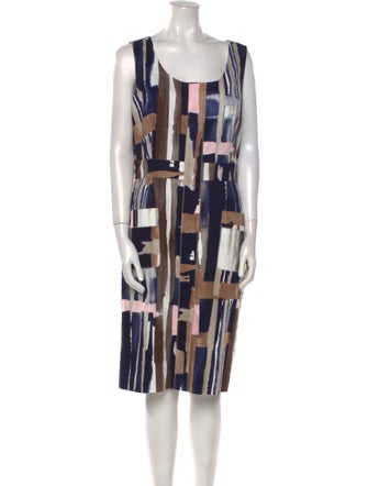 Oscar de la Renta Printed Midi Length Dress