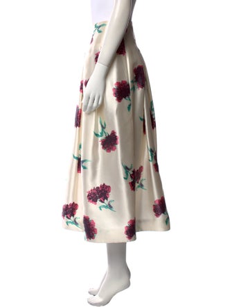 Oscar de la Renta Silk Midi Length Skirt