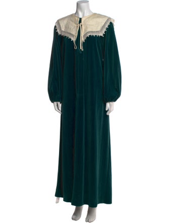 Oscar de la Renta Crew Neck Long Dress