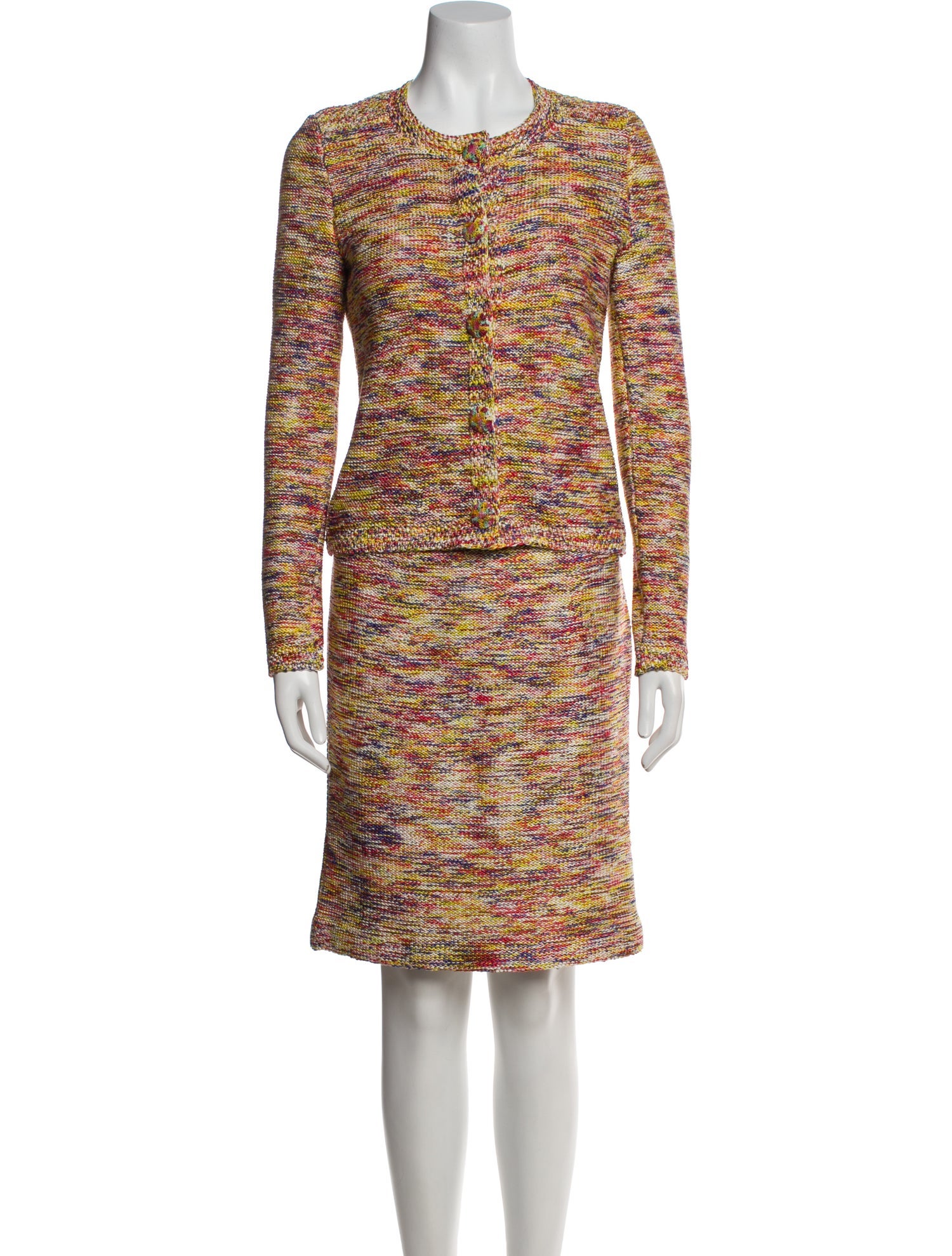 Oscar de la Renta Silk Floral Print Skirt Suit