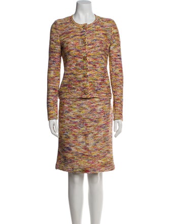 Oscar de la Renta Silk Floral Print Skirt Suit