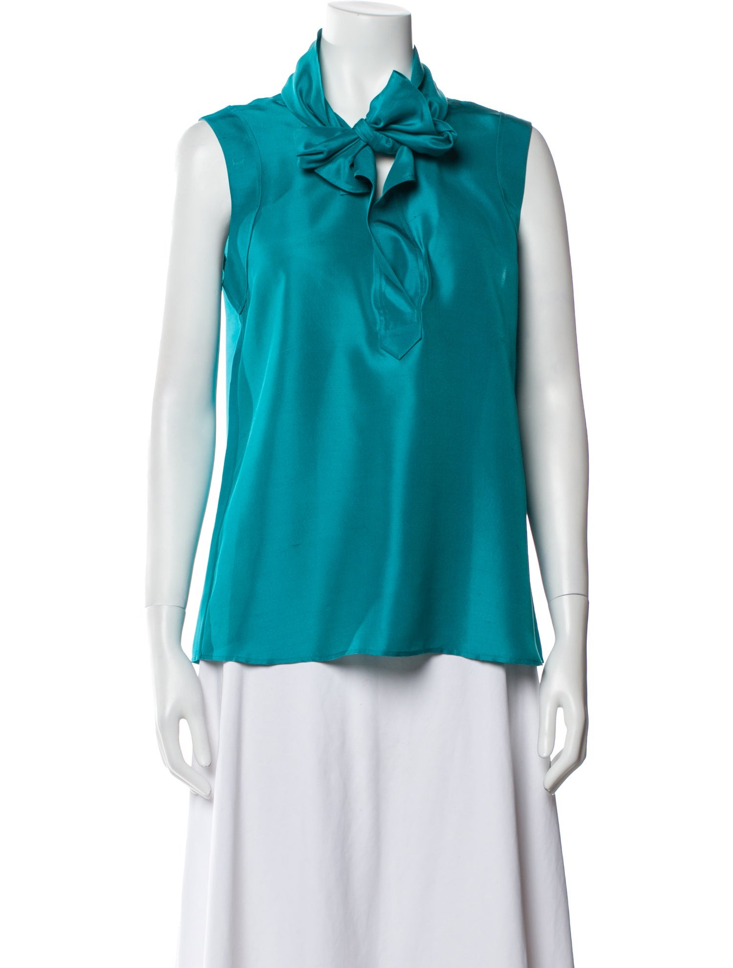 Oscar de la Renta Silk Tie Neck Blouse