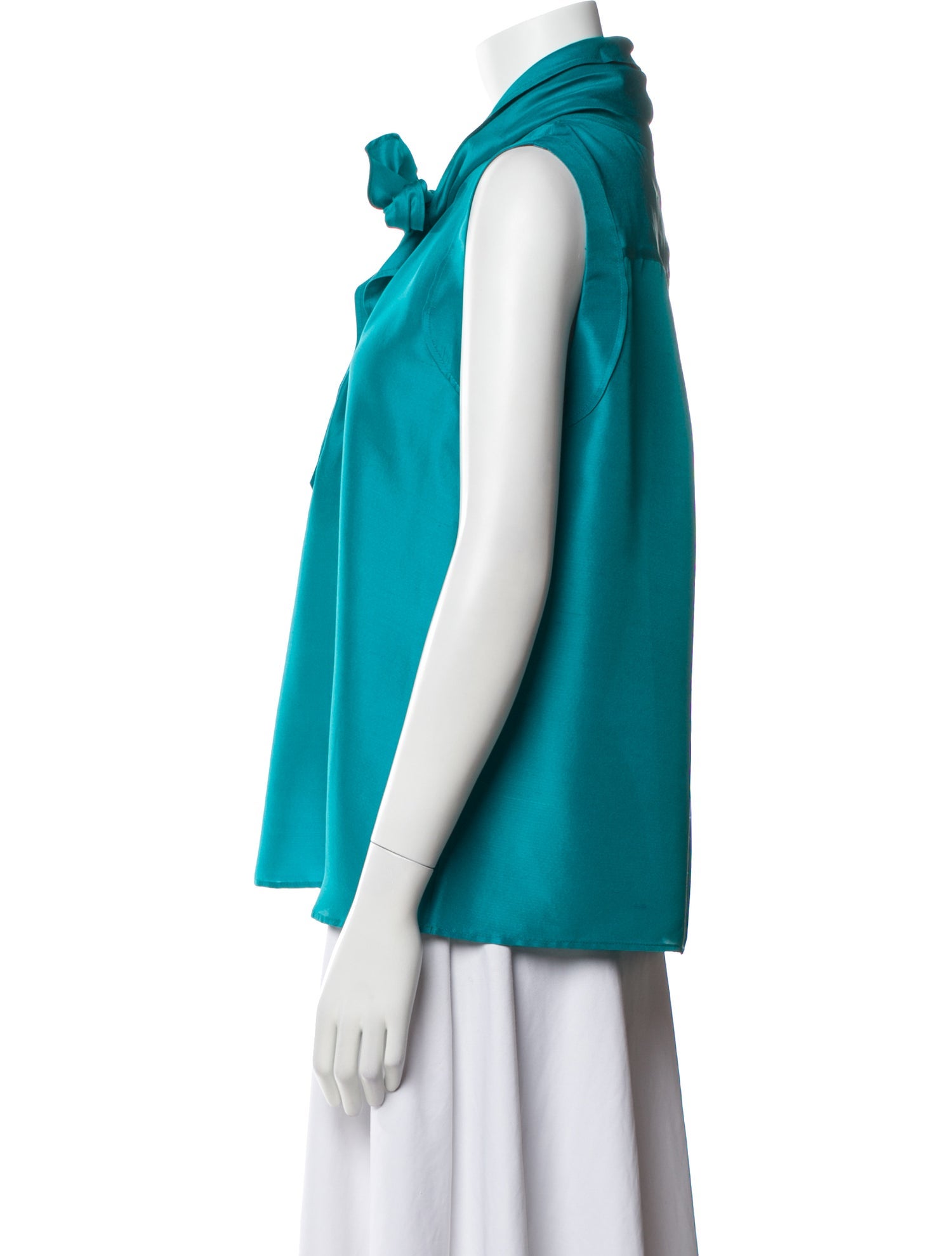 Oscar de la Renta Silk Tie Neck Blouse