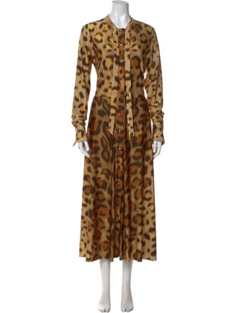 Oscar de la Renta Animal Print Long Dress