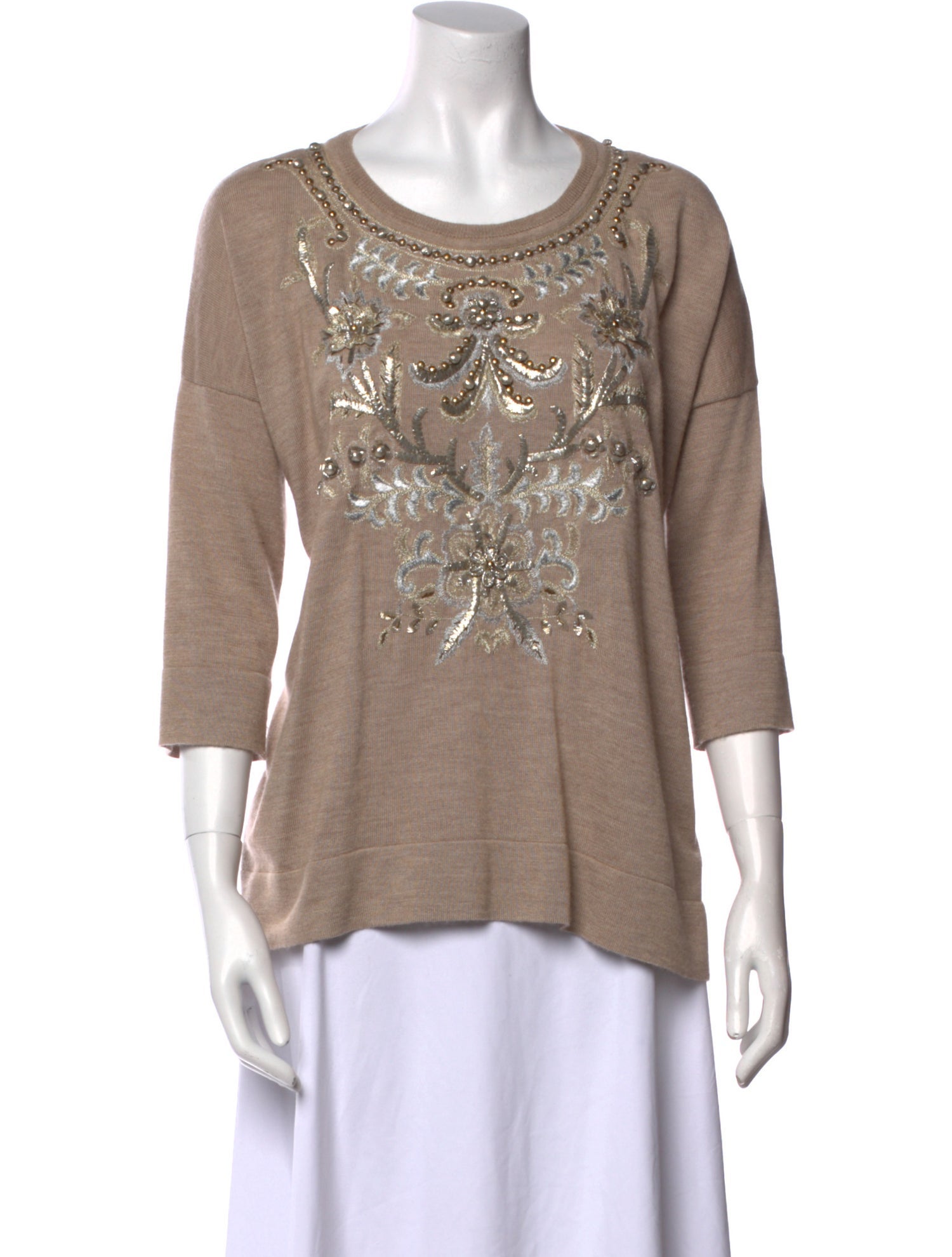 Oscar de la Renta Cashmere Scoop Neck Sweater