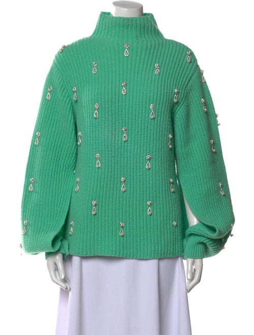 Oscar de la Renta Virgin Wool Mock Neck Sweater