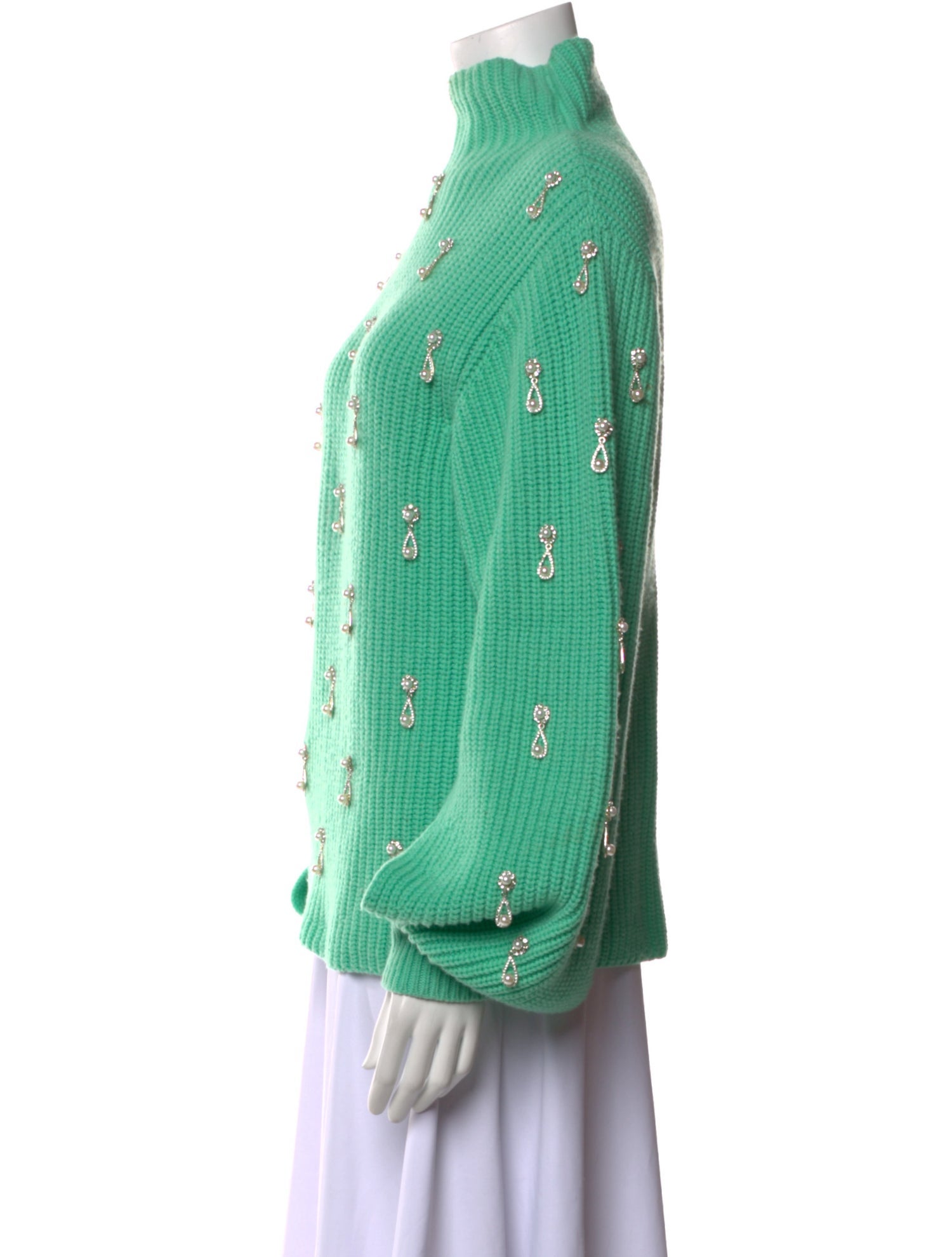 Oscar de la Renta Virgin Wool Mock Neck Sweater