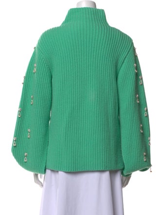 Oscar de la Renta Virgin Wool Mock Neck Sweater