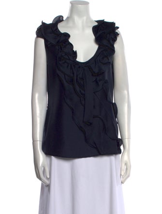 Oscar de la Renta Silk Cowl Neck Blouse