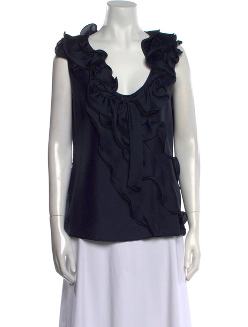 Oscar de la Renta Silk Cowl Neck Blouse