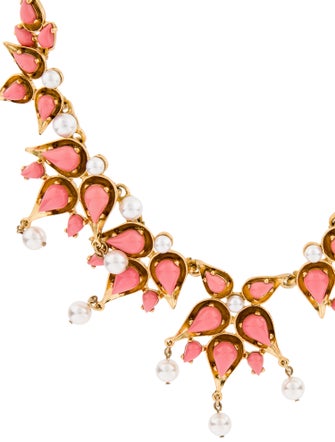Oscar de la Renta Faux Pearl & Resin Collar Necklace
