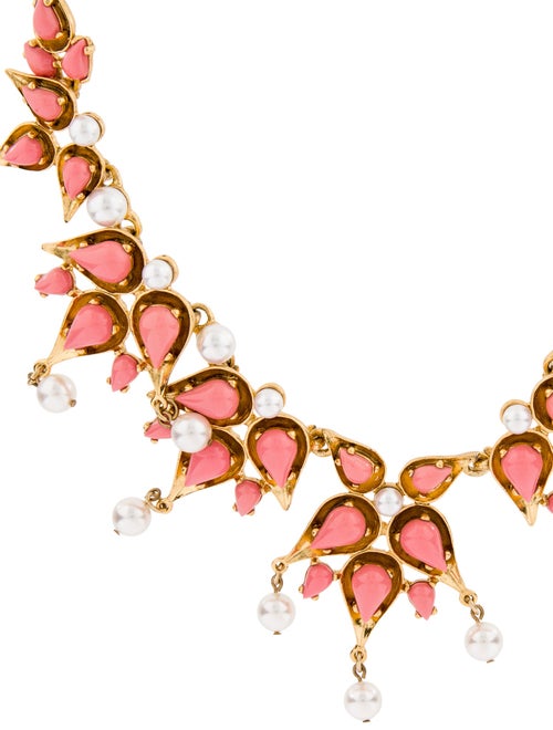 Oscar de la Renta Faux Pearl & Resin Collar Necklace