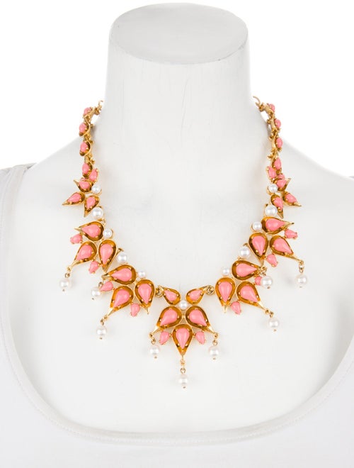 Oscar de la Renta Faux Pearl & Resin Collar Necklace
