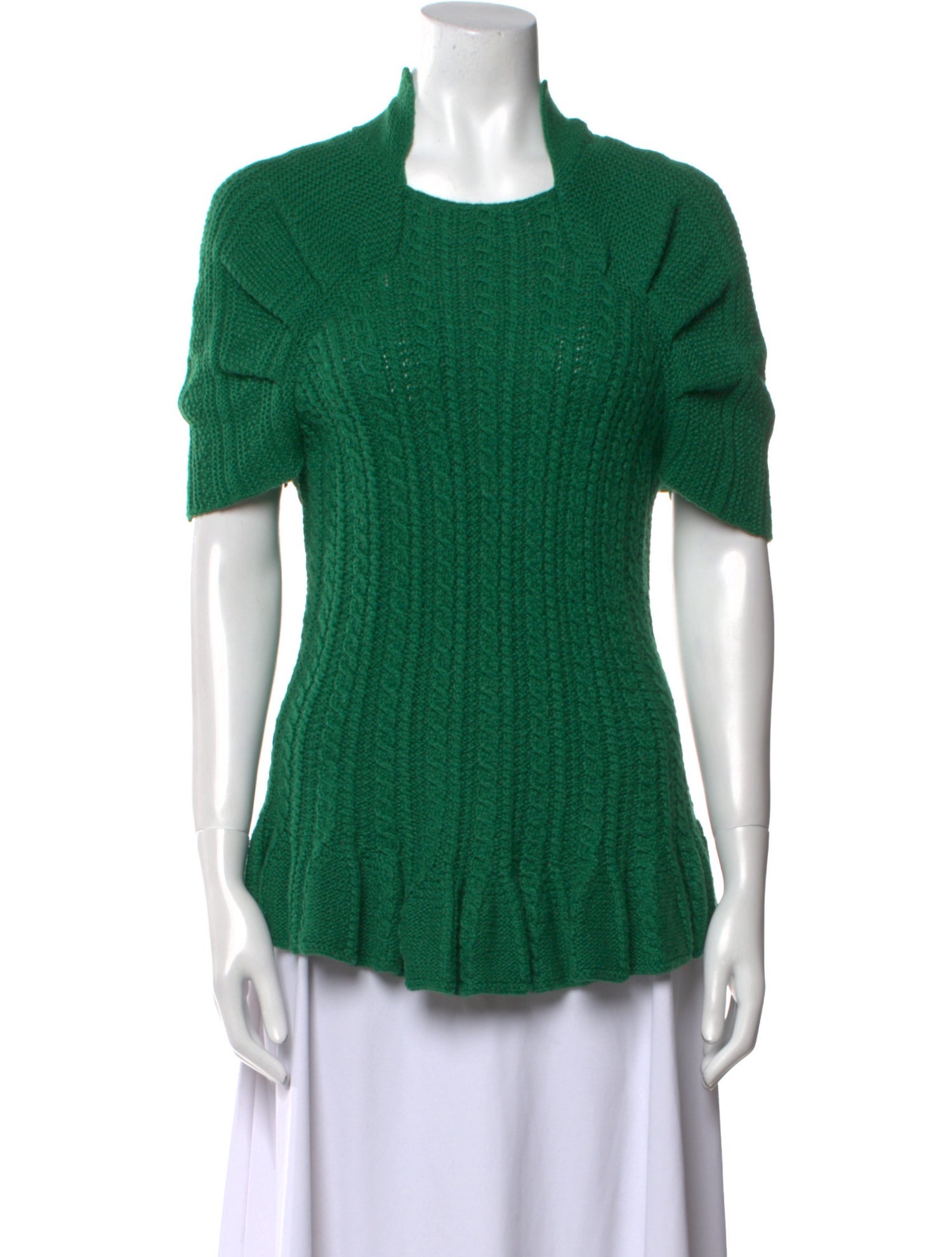 Oscar de la Renta Cashmere Square Neckline Top